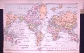 World Mercators Projection 120-Year-Old Large Antique Map by G.W. Bacon-2