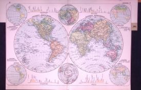 Western & Eastern Hemispheres 120-Year-Old Large Antique Map by G.W. Bacon-4