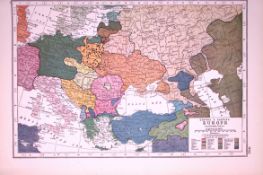 WW1 Central & Eastern Europe Antique 1922 Coloured Map-521