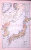 Japan & Korea 120-Year-Old Large Antique Map by G.W. Bacon-36