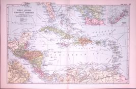West Indies & Central America 120-Year-Old Large Antique Map by G.W. Bacon-42