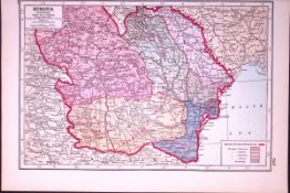 WW1 Romania Historical Antique 1922 Coloured Map-517