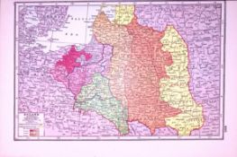 WW1 Poland Historical Antique 1922 Coloured Map-485