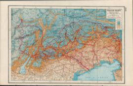 WW1 The Italian Front Battlelines 1922 Coloured Antique Map-536