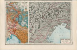 WW1 The Italian & Isonzo Front Battle Line Coloured 1922 Antique Map-537