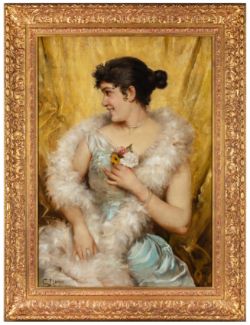 Portrait Painting of a Young Beauty Oil on Canvas by G. J. S. Bary c.1900