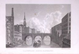 Blackfriars Bridge Manchester 196 Years-Old Antique Steel Engraving-44-TR