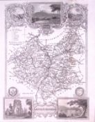County Leicestershire Detailed 178 years-Old Antique Steel Engraving Map-16-TR