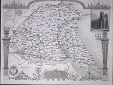 Yorkshire East Riding Detailed 178 years-Old Antique Steel Engraving Map-26-TR