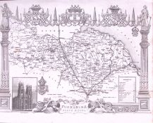 Yorkshire North Riding Detailed 178 years-Old Antique Steel Engraving Map-28-TR