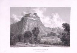 Edinburgh Castle Scotland 196 Years-Old Antique Steel Engraving-8-TR