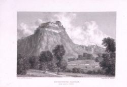 Edinburgh Castle Scotland 196 Years-Old Antique Steel Engraving-8-TR
