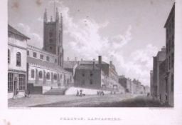 City of Preston Lancashire 196 Years-Old Antique Steel Engraving-36-TR
