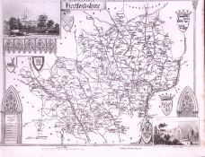 County Hertfordshire Detailed 178 years-Old Antique Steel Engraving Map-13-TR