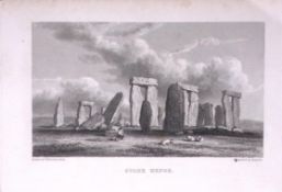 Stonehenge Wiltshire 196 Years-Old Antique Steel Engraving-20-TR