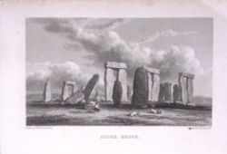 Stonehenge Wiltshire 196 Years-Old Antique Steel Engraving-20-TR