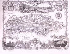 County Sussex Detailed 178 years-Old Antique Steel Engraving Map-24-TR