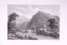 Notter Bridge Cornwall 196 Years-Old Antique Steel Engraving-13-TR
