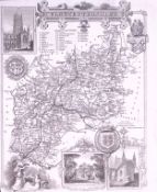 County Gloucestershire Detailed 178 years-Old Antique Steel Engraving Map-12-TR