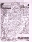 County Nottinghamshire Detailed 178 years-Old Antique Steel Engraving Map-19-TR