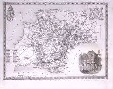 County Devonshire Detailed 178 years-Old Antique Steel Engraving Map-7-TR