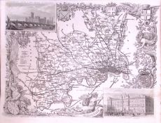 County London & Middlesex Detailed 178 years-Old Antique Steel Engraving Map-18-TR