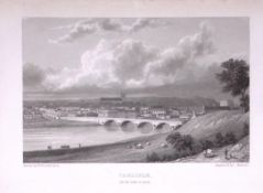 Carlisle View of The City 196 Years-Old Antique Steel Engraving-25-TR