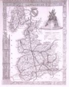 County Lancashire Detailed 178 years-Old Antique Steel Engraving Map-15-TR