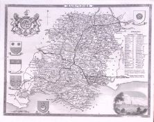 County Hampshire Detailed 178 years-Old Antique Steel Engraving Map-1a-TR