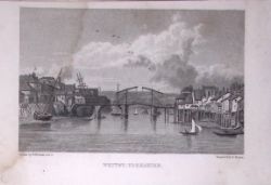 Whitby View of The Town 196 Years-Old Antique Steel Engraving-73-TR