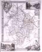 County Warwickshire Detailed 178 years-Old Antique Steel Engraving Map-25-TR