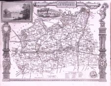 County Surrey Detailed 178 years-Old Antique Steel Engraving Map-22-TR