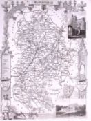 County Bedfordshire Detailed 178 years-Old Antique Steel Engraving Map-5-TR