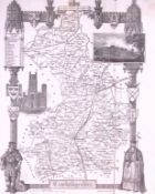 County Cambridgeshire Detailed 178 years-Old Antique Steel Engraving Map-6-TR