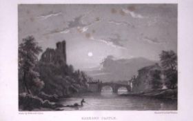 Barnard Castle Durham 196 Years-Old Antique Steel Engraving-29-TR