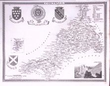 County Cornwall Detailed 178 years-Old Antique Steel Engraving Map-2