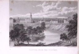 Salford From The Cresent Lancashire 196 Years-Old Antique Steel Engraving-43-TR