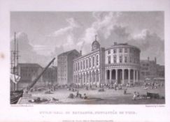 Newcastle Upon Tyne Guild Hall 196 Years-Old Antique Steel Engraving-48-TR