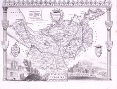 County Cheshire Detailed 178 years-Old Antique Steel Engraving Map-4-TR