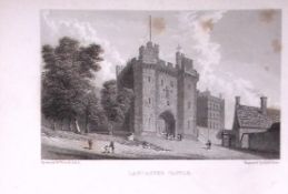 Lancaster Castle Lancashire 196 Years-Old Antique Steel Engraving-14-TR