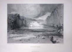 J.M.W Turner Aysgarth Force Yorkshire Dales Antique Steel Engraving-105-TR