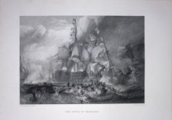 J.M.W Turner Gallery The Battle of Trafalgar Antique Steel Engraving-70-TR