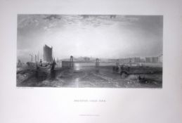 J.M.W Turner Brighton Chain Pier Antique Steel Engraving-41-TR