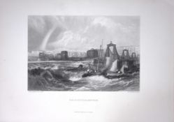 J.M.W Turner View of Brighton Port & Town Antique Steel Engraving-81-TR