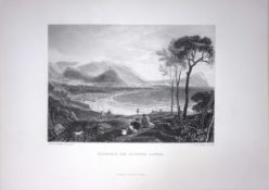 J.M.W Turner Minehead And Dunster Castle Antique Steel Engraving-94-TR