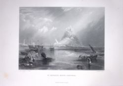 J.M.W Turner Cornwall St Michaels Mount Antique Steel Engraving-26-TR