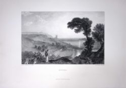 J.M.W Turner View of Soldiers At Hythe Kent Antique Steel Engraving-83-TR