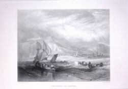 J.M.W Turner Hastings Line Fishing Vessel Antique Steel Engraving-4-TR