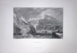 J.M.W Turner View of Boscastle Cornwall Antique Steel Engraving-80-TR