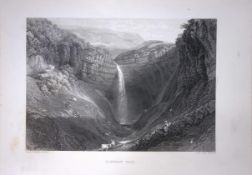 J.M.W Turner Hardraw Fall Yorkshire National Park Antique Steel Engraving-109-TR